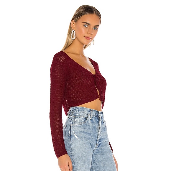 Superdown Channing Knot Front Sweater Oxblood S - Picture 2 of 9